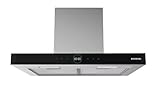 INFINITON Campana Extractora CMPT-A70I, 800 m3/h, Diseño en T-INVERTIDA, 4 Niveles de potencia, Ancho de 70 cm, Reloj digital frontal, A, Control Remoto, CRYSTAL BLACK