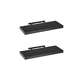 LOLAhome Set de 2 estantes de Pared flotantes de MDF Negro Decorativo,Balda de Pared, De 23x60 cm para Salón, Cocina, Oficina, Dormitorio,Resistente