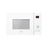 EDESA Microondas EMW-2020-IG WH de encastre de 20 litros, 800W y con grill 1000W Recinto interior de acero inoxidable Funciones de Descongelación y calentamiento Ancho 59.5 Color Blanco