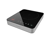 Cecotec Placa de Inducción Portátil 1 Fuego Full Magma Single. 2000W, Diseño de Cristal Esmaltado, 10 Niveles de Potencia, Control Táctil, Temperatura Ajustable, Protección contra Sobrecalentamiento