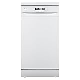 Hisense HS522E10W - Lavavajillas 45Cm, Libre Instalación, Clase E, CAPACIDAD 9, 1/2 Media Carga (Manual), Inicio Diferido, Lavado Rápido 30', Programa Eco, Integrable, Blanco