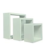 Tres Aristas | Set de 3 Estantes Flotantes Cuadrados para Pared | Estilo Minimalista y Moderno | Decoración Hogar | Ideal para Salón y Dormitorios | Instalación Fácil y Versátil (Verde Agua)