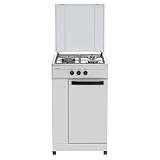 INFINITON Cocina de Gas Sin Horno CC3FB, 3 Zonas, Compartimento porta-bombonas, 50 cm de Ancho, Superficie de cocción de acero esmaltada en Blanco