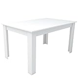 edihome, Mesa Comedor, Modelo Denver, para salón, Cocina, Acabado Blanco y Cambria, Dimensiones 138 (Ancho) x 90 (Largo) x 75 (Alto) (Blanco)