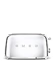 SMEG TSF02SSEU Tostadora de 4 rebanadas, 1500 W, Acero Inoxidable, 2 Ranuras, Cromo