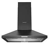 COMFEE' PYRA17B-60 Campana extractora 60 cm Campana extractora negra con LED, sistema de recirculación y canalización y filtros de carbón