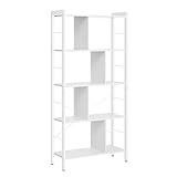 VASAGLE Librería, Estantería de Almacenamiento de 5 Niveles, Organizador de Oficina de Estudio, con Compartimentos, para Salón, Estilo Moderno, Blanco Arce y Blanco Nube LBC012W44