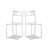 ASTIMESA Silla de Cocina Metálica con Respaldo Abierto, Blanco, 38 cm x 45 cm x 40 cm