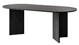 Selsey Ovo Mesa de Comedor Ovalada (90 x 204 cm), Color Negro, Madera de ingeniería, Portland Ash Black, 204 cm