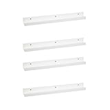 LOLAhome | Set de 4 Repisas de Pared | Balda Flotante Madera| Estante con Bordes | Estanteria Estrecha para Cuadros Fotos y Decoracion Blanco De 60x9x5 cm