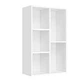 VASAGLE Librería, Estantería con 5 Compartimentos, Mueble de Almacenamiento para Libros, partición separadora, Expositor, para salón, Dormitorio, Oficina, 24 x 50 x 80 cm, Blanco LBC25WT