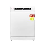 EVVO Lavavajillas 60 cm, Capacidad para 14 Cubiertos y Con Tercera Bandeja, Eficiencia C, 8 Programas Incluye, Lavado Rápido 30 min, Lavado Inteligente, Apertura Automática, Modelo: D4 Blanco