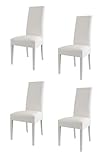 t m c s Tommychairs - Set 4 sillas Luisa para Cocina, Comedor, Bar y Restaurante, solida Estructura en Madera de Haya y Asiento tapizado en Polipiel Blanco