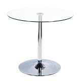 HFFAIWM Redondo Cristal Mesa Pedestal Vidrio Mesa De Comedor 60/70/80cm Moderna Circular Mesa Bistro 2-4 Plazas Base Cromada(Size:80cm)