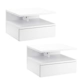 HOMCOM Set de 2 Mesitas de Noche Flotantes con 1 Cajón y Estante Abierto Diseño Moderno Montado en la Pared 35x32x22,5 cm Blanco