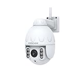 Foscam Cámara de vigilancia SD4 4 MP Dual Band WiFi PTZ Dome con Zoom óptico de 4 aumentos y visión Nocturna hasta 50 Metros, detección de Personas, Movimiento y Ruido, Color Blanco