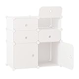 HOMCOM Armario Modular Plástico Estantería 6 Cubos Ropero Zapatero Aparador Combinado Pegatinas Adhesivas Decorativas Ropero Zapatero Combinado Mueble Organizador Ropa Zapatos Accesorios Juguetes