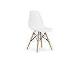 VBChome Silla blanca de comedor, silla de oficina, silla de cocina, silla de salón, silla con respaldo, estructura de madera de haya, silla de polipropileno, color blanco