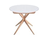 Mesa de comedor redonda extensible 90 cm Jubi (130 x 90 cm), color blanco