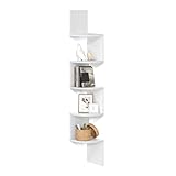 VASAGLE EstanterÍa de Esquina en Pared, EstanterÍa Esquinera de 5 Niveles, Estanteria Libros, para Dormitorio, Sala de Estar, BaÑo, Oficina en Casa, Blanco
