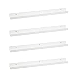LOLAhome | Set de 4 Repisas de Pared | Balda Flotante Madera| Estante con Bordes | Estanteria Estrecha para Cuadros Fotos y Decoracion Blanco De 80x9x5 cm