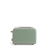 CREATE/TOAST RETRO/Tostadora Verde Sage / 6 Niveles de potencia, bandeja recogemigas, termostato, descongelación, recalentar, 2 ranuras rebanadas anchas, 850W