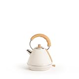 CREATE/KETTLE RETRO M/Hervidor de agua eléctrico Blanco Roto/Ebullición rápida, capacidad 1l, apagado automático, filtrado anti-cal, autoapagado, indicador de nivel de agua, Ø17,2 cm, 1200 W