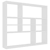 vidaXL Estantería de Pared de Libros, Mueble Archivador de 10 baldas, Decoración Oficina Hogar Habitación Estable Duradera Contrachapada Blanco 90x16x78 cm