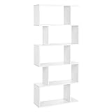 VASAGLE Biblioteca, Librería de 5 Niveles, Estantería de Exposición, Armario de Libros, Separador de Espacios, para Salón, Dormitorio, Estudio, Oficina, Blanco LBC62WT