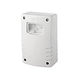 Garza - Detector Crepuscular Regulable para exterior, Protección IP44, Tiempo y luminosidad programables, Blanco