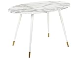 Beliani Mesa de Comedor Blanco Dorado 120 x 70 cm MDF mármol Ovalado Patas Metal Gutiere