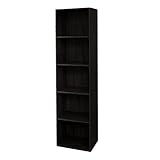 DIVINA HOME Librería de madera con 5 estantes, color wengué, 40 x 29 x 172 cm