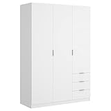 DEKIT GRUPO RIMOBEL Armario Ropero 3 Puertas Y 3 Cajones - Blanco - 121X184X52 Cm