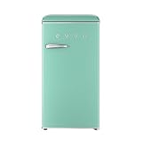 EVVO Nevera Pequeña Retro, 84 litros de Capacidad + 11 Litros de Congelador, Diseño Vintage, Bajo Consumo, Silenciosa, Control de Temperatura, Luz LED, Frigorífico Mini F26 Retro Color Verde Pastel