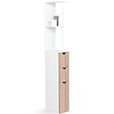 Idmarket. Mueble WC estantería de madera 3 puertas para baño, color haya
