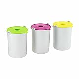 H.Koenig BO325 Juego de 3 Boles para Máquina de Helados HF250, 3 Recipientes de 1,5 Litro, Acero Inoxidable, Plateado, Rosa, Amarillo y Verde Lima, 3600 W, 44 Decibelios, plástico, Multicolor