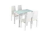 Conjunto de Mesa de Cocina Extensible + 4 sillas - 100/140 x 60 x 76 cm. (Blanco - Blanco)
