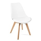 Mc Haus Lena Blanca x6 - Pack de 6 sillas de Comedor, diseño nórdico con Asiento Acolchado y Respaldo ergonómico