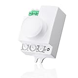 POPP® Electric Interruptor por Detección Sensor Regulable de Movimiento por Microondas de Superficie IP20, MAX. 360º 2-18m, Tiempo 10sec±3sec-12min±1min, Altura (Pack 1 Unidad)