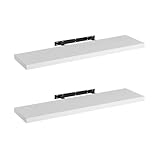 LOLAhome Set de 2 estantes de Pared flotantes de MDF Blanco Decorativo,Balda de Pared, De 23x100 cm para Salón, Cocina, Oficina, Dormitorio,Resistente