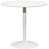 HOMCOM Mesa de Comedor Redonda Mesa de Cocina Moderna para 2 Personas con Base de Acero y Almohadilla Antideslizante para Salón Ø80x75 cm Blanco