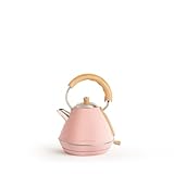 CREATE/KETTLE RETRO M/Hervidor de agua eléctrico Rosa/Ebullición rápida, capacidad 1l, apagado automático, filtrado anti-cal, autoapagado, indicador de nivel de agua, Ø17,2 cm, 1200 W