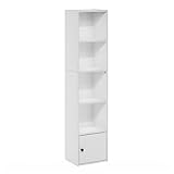 Furinno Luder Biblioteca de 5 Niveles con 1 Puerta de Almacenamiento, Blanco