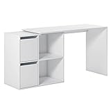 Mobelcenter - Mesa Escritorio Adapta multiposición con 2 Cajones y 2 Estantes - Mesa de Oficina Reversible Blanco Artik - Medidas: Ancho: 120-152 cm x Fondo: 49-77 cm x Alto: 74 cm - (1266)