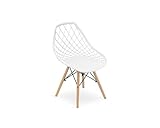 VBChome Silla blanca de comedor, silla de cocina, silla de salón, silla de oficina, silla con respaldo, estructura de madera de haya, silla de polipropileno blanco