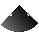 vidaXL 2X Estantes Esquina Soportes Balda Placa Panel Estantería para Casas o Tiendas de Pared Expositora Estantería Decoración Cromados Vidrio Negro 25x25cm