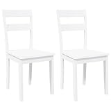 vidaXL Sillas de Comedor 2 Unidades Madera Maciza de Caucho Blanco, Silla de Comedor, Silla de Cocina, Asiento de Comedor, Silla
