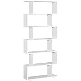 HOMCOM Estanteria Libreria 6 Estantes Madera Forma S 80x24x191 cm Estantes Color Blanco