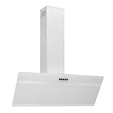 vidaXL Campana Extractora Pared Cocina Soporte Ventilador Lámpara LED Forma Inclinada Fácil de Limpiar Acero y Cristal Templado Blanco 90 cm