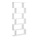 HOMCOM Estantería Librería con 6 Estantes para Comedor Salón Diseño Moderno Montaje de Pared 80x23x192 cm Blanco